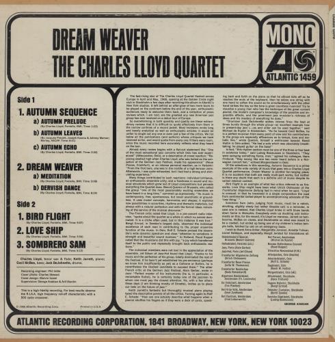 Charles Lloyd Dream Weaver vinyl LP album (LP record) US C~LLPDR761265