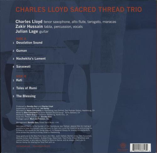 Charles Lloyd Trios: Sacred Thread vinyl LP album (LP record) US C~LLPTR868195