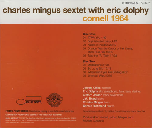 Charles Mingus Cornell 1964 2 CD album set (Double CD) US CA82CCO432725