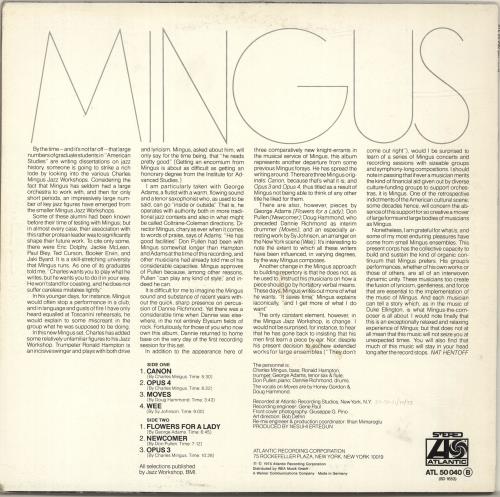 Charles Mingus Mingus Moves vinyl LP album (LP record) German CA8LPMI694633