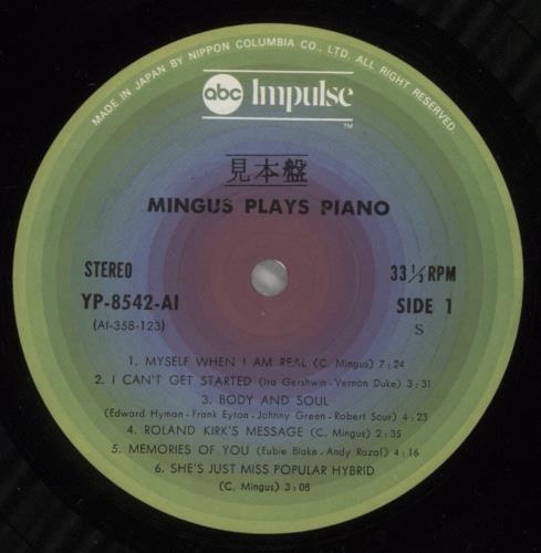 Charles Mingus Mingus Plays Piano vinyl LP album (LP record) Japanese CA8LPMI884653