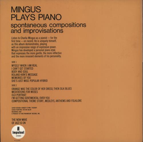 Charles Mingus Mingus Plays Piano vinyl LP album (LP record) Japanese CA8LPMI884653