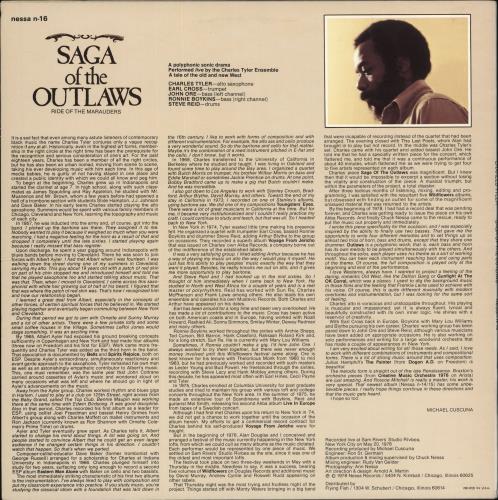 Charles Tyler Saga Of The Outlaws vinyl LP album (LP record) US Q2BLPSA705863