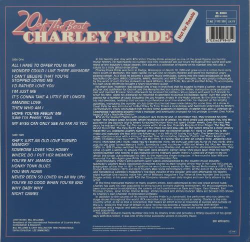 Charley Pride 20 Of The Best vinyl LP album (LP record) German PR1LPOF757163