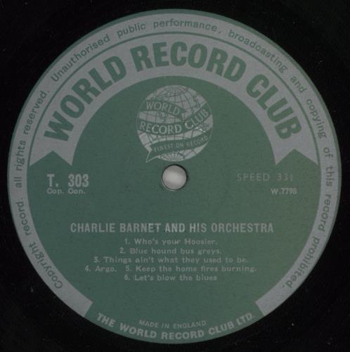 Charlie Barnet Charlie Barnet vinyl LP album (LP record) UK 1CBLPCH513092