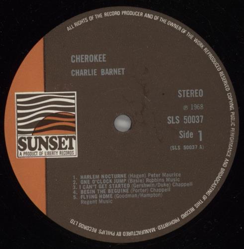 Charlie Barnet Cherokee vinyl LP album (LP record) UK 1CBLPCH556025