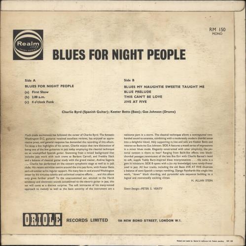 Charlie Byrd Blues For Night People vinyl LP album (LP record) UK BY0LPBL747348