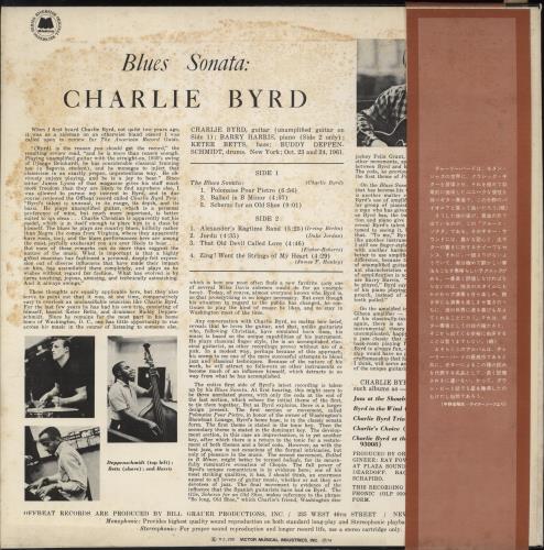 Charlie Byrd Blues Sonata vinyl LP album (LP record) Japanese BY0LPBL872771