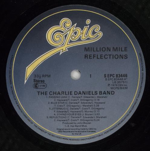 Charlie Daniels Million Mile Reflections vinyl LP album (LP record) UK CDALPMI457979