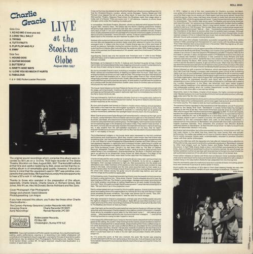 Charlie Gracie Live At The Stockton Globe - EX vinyl LP album (LP record) UK 6CGLPLI729344
