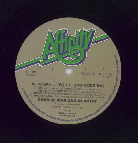 Charlie Mariano Alto Sax For Young Moderns vinyl LP album (LP record) UK CQXLPAL583437