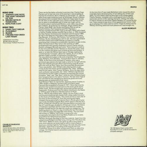 Charlie Mariano Alto Sax For Young Moderns vinyl LP album (LP record) UK CQXLPAL583437