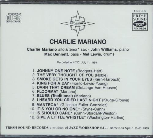 Charlie Mariano Charlie Mariano CD album (CDLP) Spanish CQXCDCH772711
