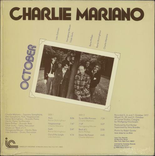 Charlie Mariano October - shrink vinyl LP album (LP record) US CQXLPOC789216