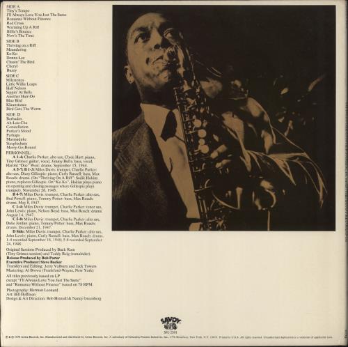 Charlie Parker Bird / The Savoy Recordings (Master Takes) - EX 2-LP vinyl record set (Double LP Album) US CIK2LBI851069
