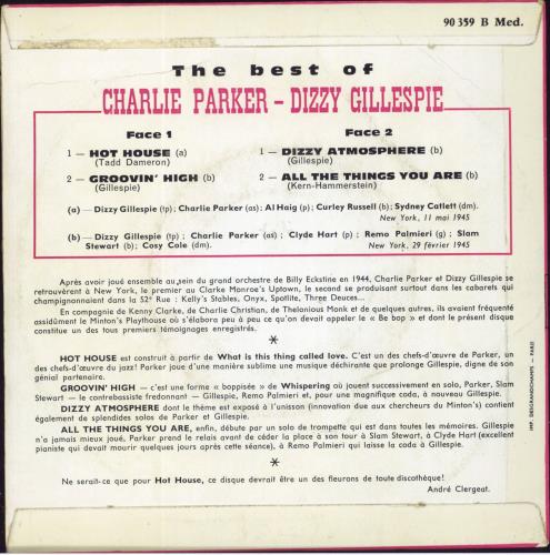 Charlie Parker The Best Of... 7" vinyl single (7 inch record / 45) French CIK07TH802511