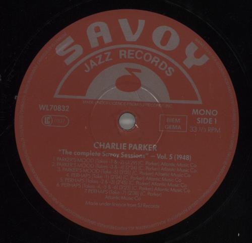 Charlie Parker The Complete Savoy Sessions Volume 5 vinyl LP album (LP record) German CIKLPTH664053