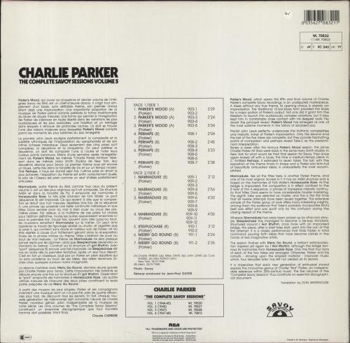 Charlie Parker The Complete Savoy Sessions Volume 5 vinyl LP album (LP record) German CIKLPTH664053