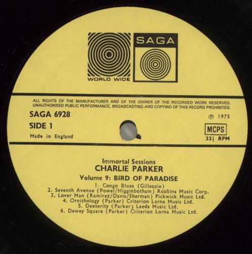 Charlie Parker Volume 9 - Bird Of Paradise vinyl LP album (LP record) UK CIKLPVO588222