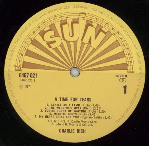 Charlie Rich A Time For Tears vinyl LP album (LP record) UK CB3LPAT560596
