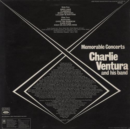 Charlie Ventura Memorable Concerts - Test Pressing vinyl LP album (LP record) UK VNULPME838628