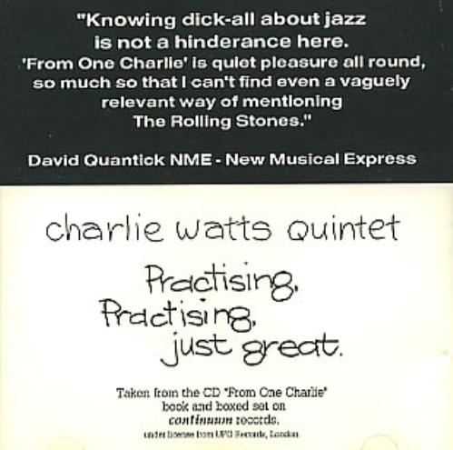 Charlie Watts Practising, Practising, Just Great CD single (CD5 / 5") UK CHWC5PR36536