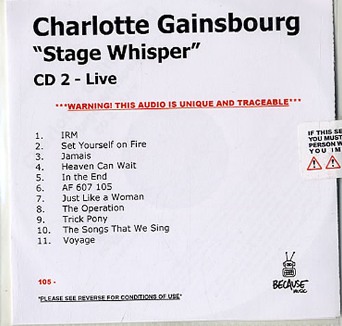 Charlotte Gainsbourg Stage Whisper 2 CD album set (Double CD) UK CGB2CST633299