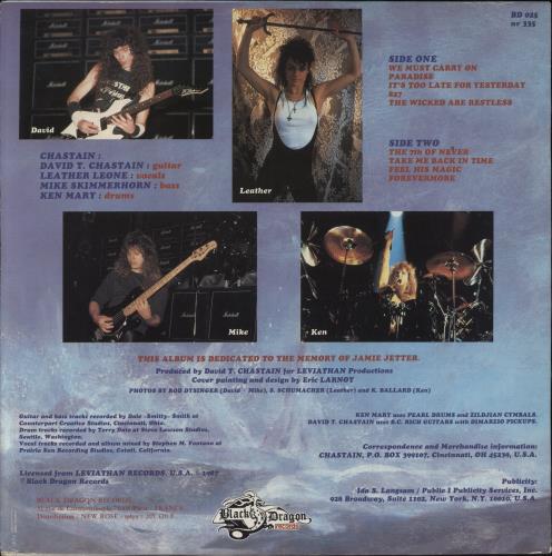 Chastain The 7th Of Never vinyl LP album (LP record) French C1CLPTH857015