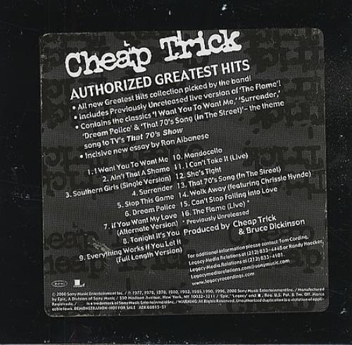 Cheap Trick Authorized Greatest Hits CD album (CDLP) UK CHPCDAU185588