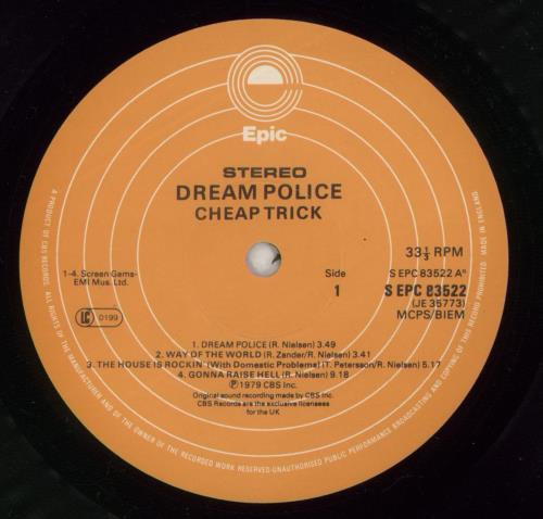 Cheap Trick Dream Police vinyl LP album (LP record) UK CHPLPDR216826