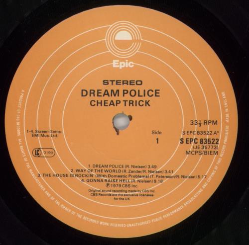 Cheap Trick Dream Police vinyl LP album (LP record) UK CHPLPDR465669
