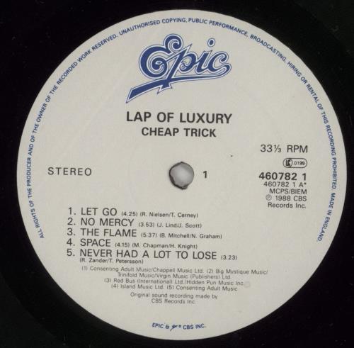 Cheap Trick Lap Of Luxury vinyl LP album (LP record) UK CHPLPLA666565