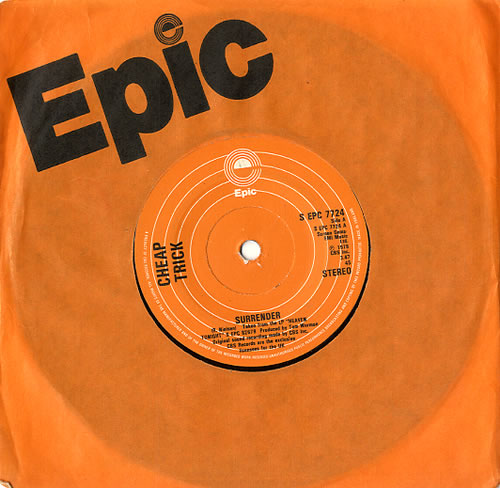 Cheap Trick Surrender 7" vinyl single (7 inch record / 45) UK CHP07SU589391