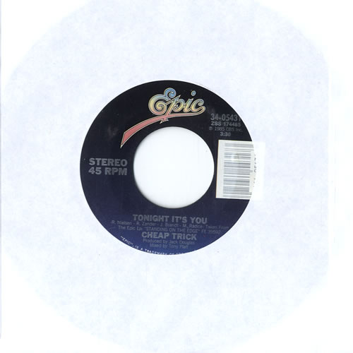 Cheap Trick Tonight Its You 7" vinyl single (7 inch record / 45) US CHP07TO560101