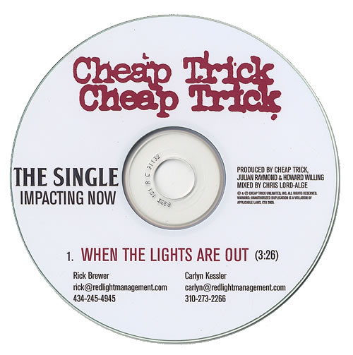 Cheap Trick When The Lights Are Out CD-R acetate US CHPCRWH481229