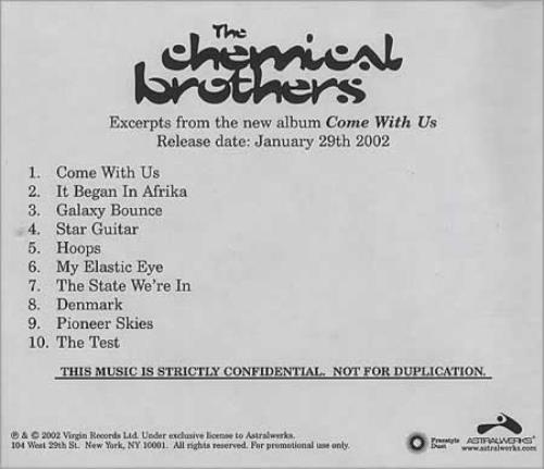 Chemical Brothers Come With Us CD-R acetate US CCBCRCO398795