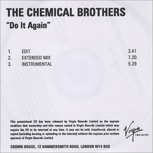 Chemical Brothers Do It Again CD-R acetate UK CCBCRDO406438