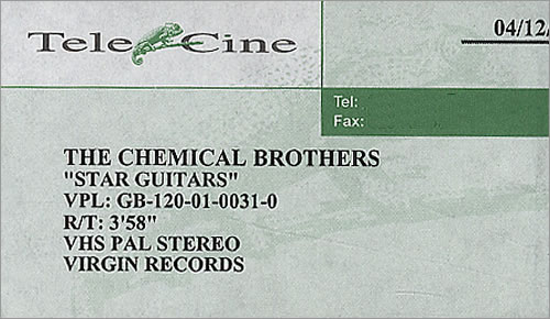 Chemical Brothers Star Guitars video (VHS or PAL or NTSC) UK CCBVIST217899