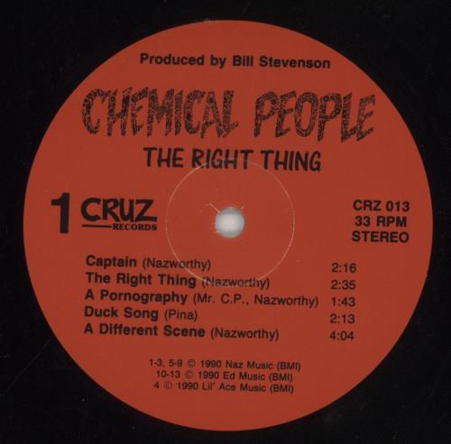 Chemical People The Right Thing vinyl LP album (LP record) US CK8LPTH860006