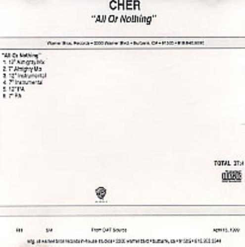 Cher All Or Nothing CD-R acetate US CHECRAL270002