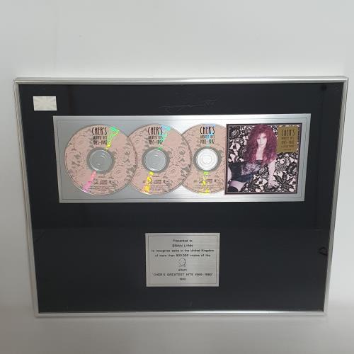 Cher Greatest Hits - Triple Platinum award disc UK CHEAWGR608904
