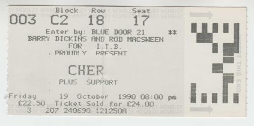Cher Heart Of Stone Tour Programme + Ticket Stub tour programme UK CHETRHE596775