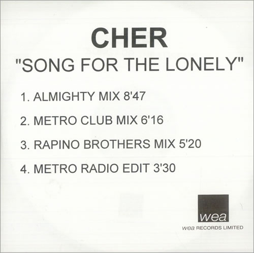 Cher Song for The Lonely CD-R acetate UK CHECRSO206497