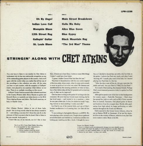 Chet Atkins Stringin' Along With Chet Atkins vinyl LP album (LP record) Canadian CA7LPST882370