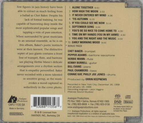 Chet Baker Chet super audio CD SACD US 6CBSACH889963