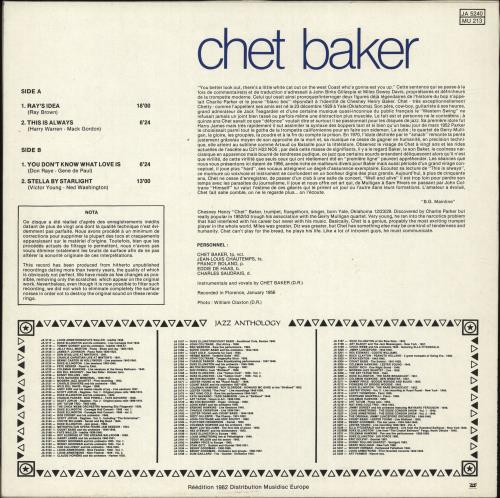 Chet Baker Live In Europe 1956 vinyl LP album (LP record) French 6CBLPLI701234