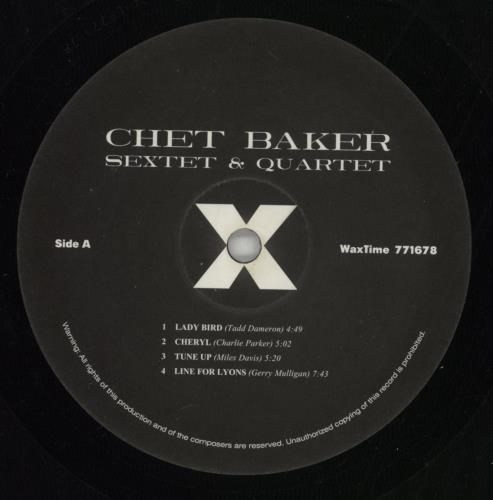 Chet Baker Sextet & Quartet - 180 Gram Vinyl vinyl LP album (LP record) UK 6CBLPSE864381