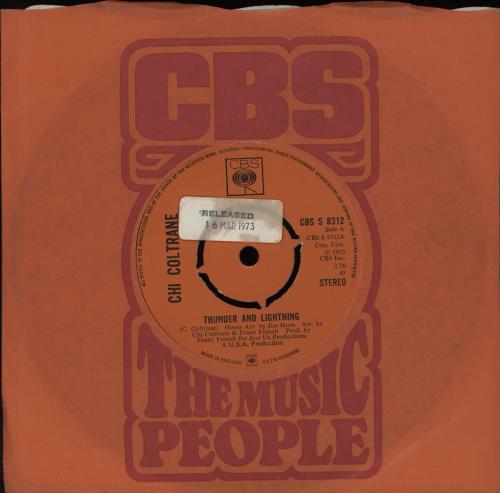 Chi Coltrane Thunder And Lightning 7" vinyl single (7 inch record / 45) UK C5I07TH755879