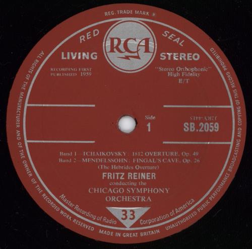 Chicago Symphony Orchestra 1812 Overture / Fingal's Cave Overture / Mephisto Waltz / Tragic Overture vinyl LP album (LP record) UK E51LPOV771822