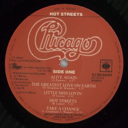 Chicago Hot Streets vinyl LP album (LP record) UK CCGLPHO289923